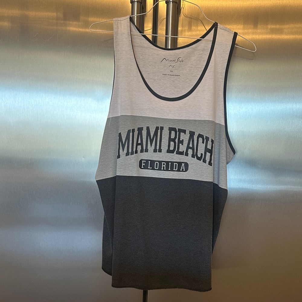 Hot Miami Styles Gray and White Tank Top
